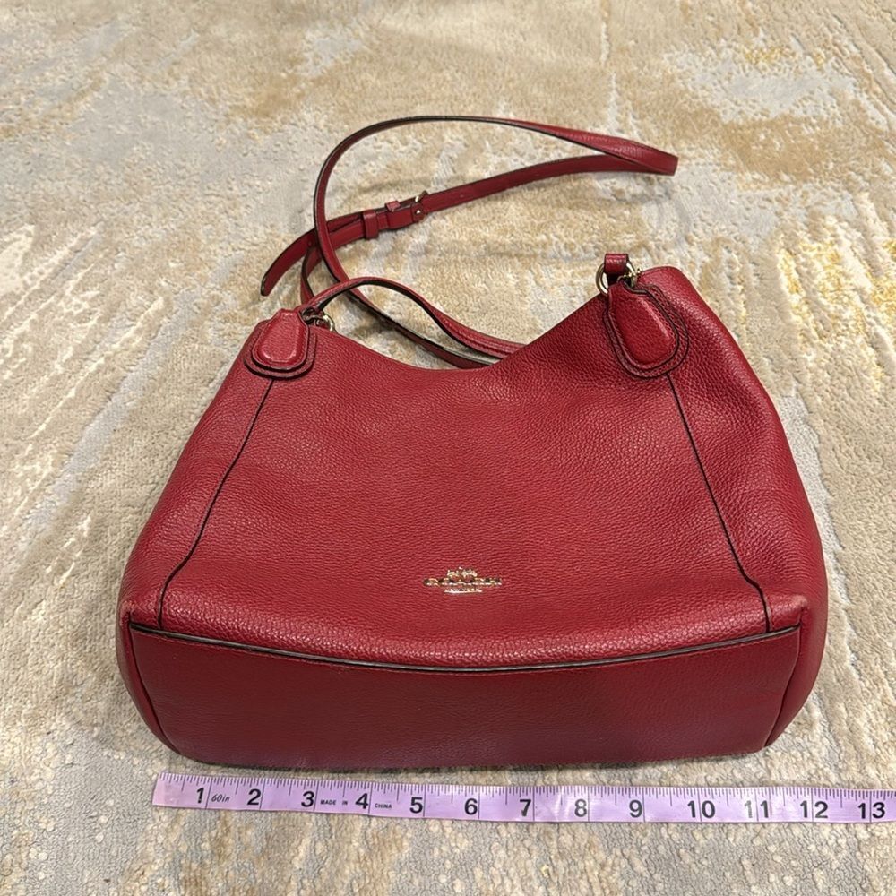 Coach Red Leather Satchel Tote with Removable Strap - Picture 8 of 14